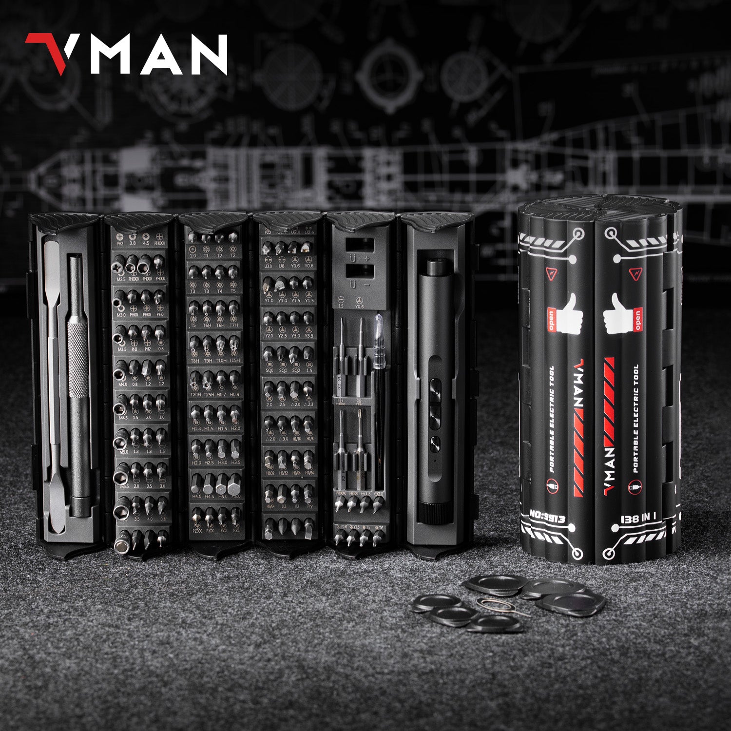 VMAN S138 Precision Electric Screwdriver Kit