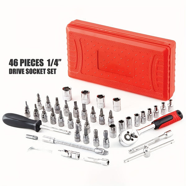 46-PCS 1/4 Inch Ratchet Socket Wrench Set